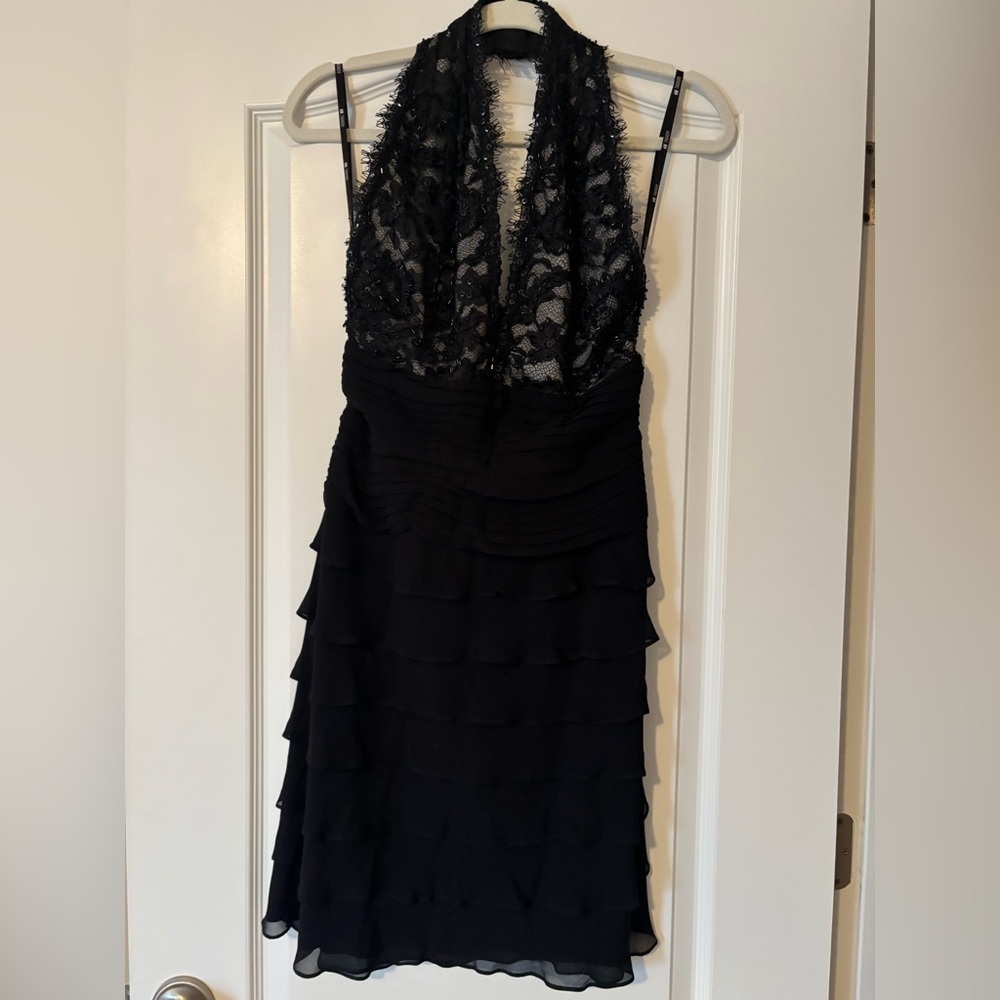 Tadashi Shoji Elegant Black Backless Dress